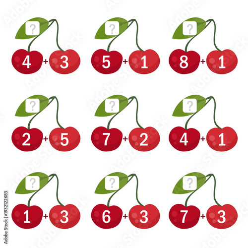 Counting educational children game, math kids activity sheet. How many objects task.