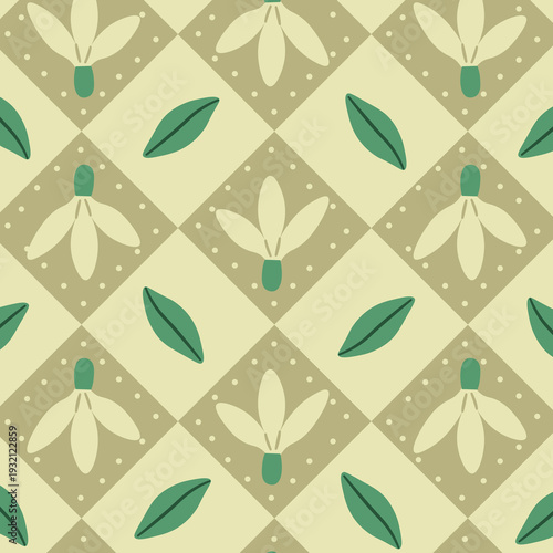 Snowdrop Seamless Pattern Background