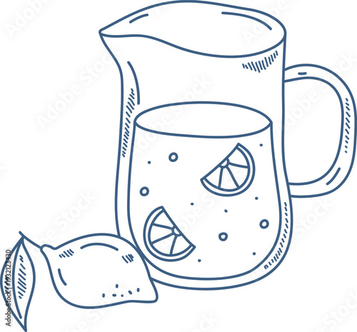 Lemonade Pitcher Summer Sketch