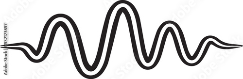 A thick, continuous black line forms a smooth, symmetrical sine wave pattern on a white background.