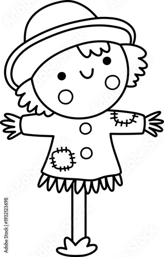 Fotografie Vector black and white scarecrow isolated on white background