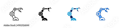 robotic arm icon set multiple style collection