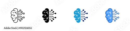 artificial intelligence icon set multiple style collection