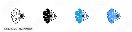 artificial intelligence icon set multiple style collection