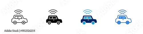 Autonomous Car icon set multiple style collection