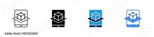 Augmented Reality icon set multiple style collection
