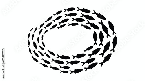 Fish school swirl silhouette