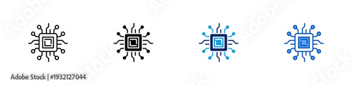 microchip icon set multiple style collection