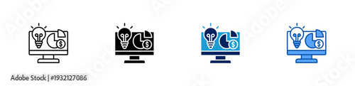 business intelligence icon set multiple style collection
