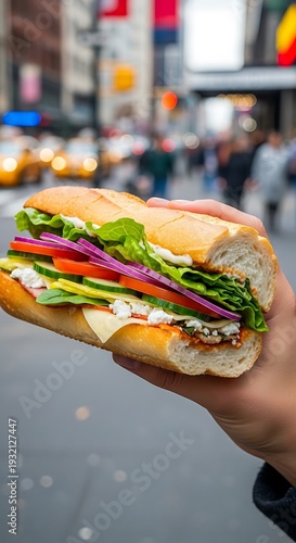 Delicious Sandwich in New York City Street.