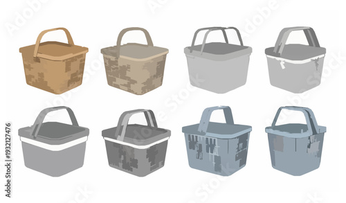Laundry and Shopping Basket Collection Vector Illustration