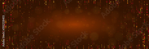 Abstract Golden Data Stream Background, Digital Matrix Particles for Cyber Security and Fintech