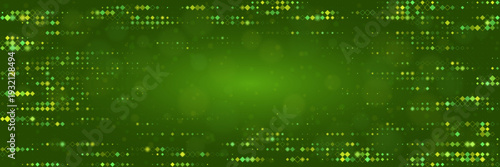 Green matrix background with glowing data points for sustainable digital infrastructure and eco-tech