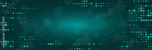 Abstract Quantum Computing Data Stream Background with Teal Digital Particles