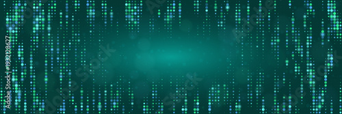 Abstract Green Matrix Data Stream Background for Cybersecurity and Quantum Computing