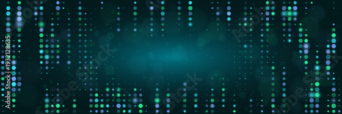 Abstract Quantum Computing Data Stream, Digital Cybersecurity Matrix Background