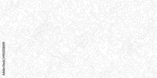Gray abstract topographic contour lines pattern on white background