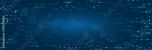 Abstract blue quantum computing data visualization background with glowing digital particles