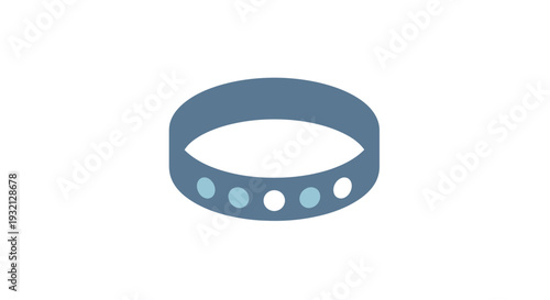 Blue wristband with white dots.