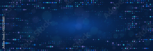 Quantum Computing Data Stream Visualization with Glowing Blue Particles and Digital Network Interface