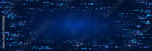 Quantum Computing Data Stream Visualization with Glowing Blue and Purple Digital Pixels