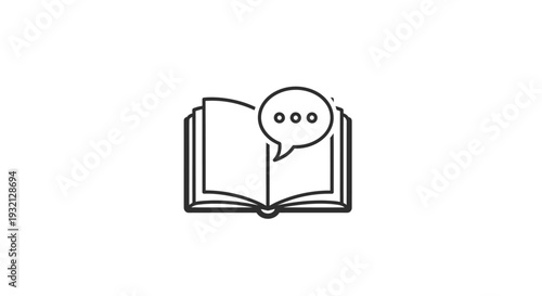Book with speech bubble icon.