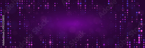 Cybersecurity Data Encryption Stream Background with Glowing Purple Matrix Dots and Digital Particles