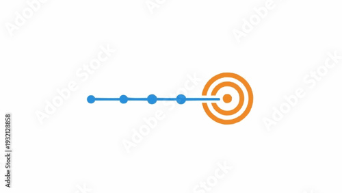 Blue line with orange target symbol.