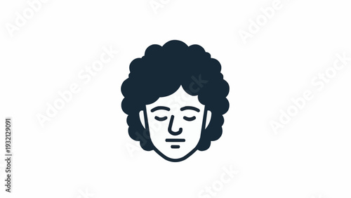 Black and white curly head portrait.