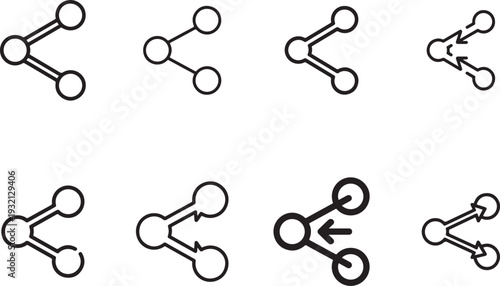 Social Share Icon Set: Minimalist Outline Symbols for Connection and Digital Communication