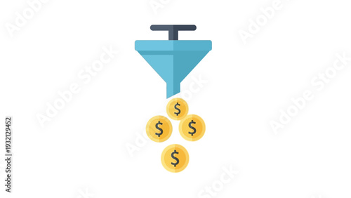 Funnel with gold coins money.