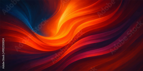 Abstract red background with flowing waves of fire and light creates a vibrant motion pattern of energy and silk texture in this fractal art backdrop