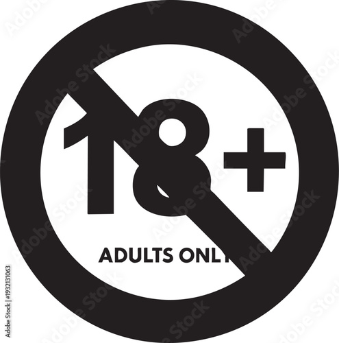 Prohibited 18 adults only sign with red circle and diagonal line indicating restriction on a white background
