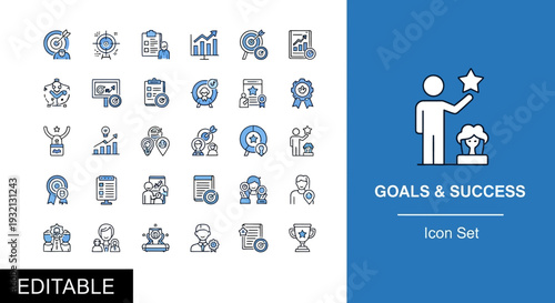 Business growth  icon set for business man