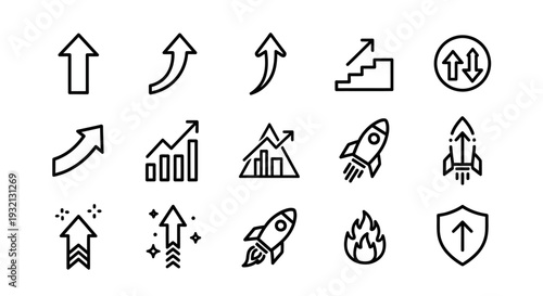 Business growth  icon set for business man