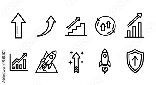 Business growth  icon set for business man