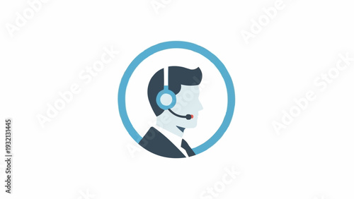 Customer service representative with headset.