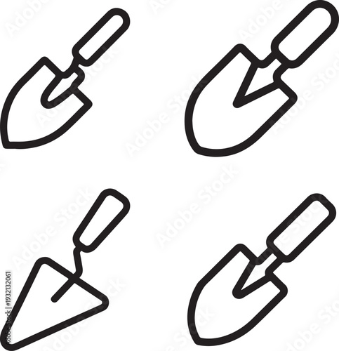 Garden Trowel and Hand Shovel Icons for Planting and Landscaping Illustration