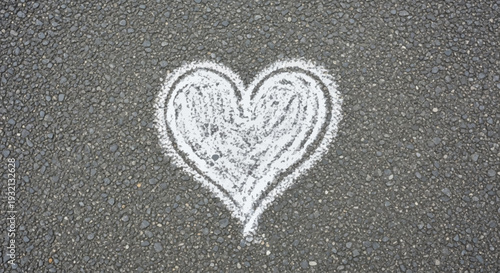 Heart Shape Drawn in White Chalk.