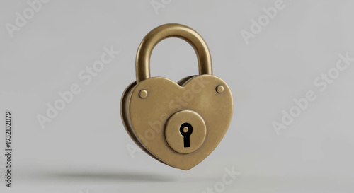 Heart shaped metal lock with keyhole.