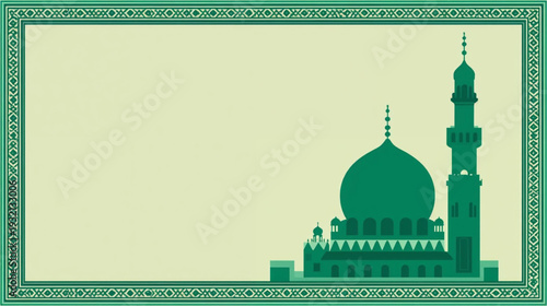 Green Mosque Background Vector Illustration
