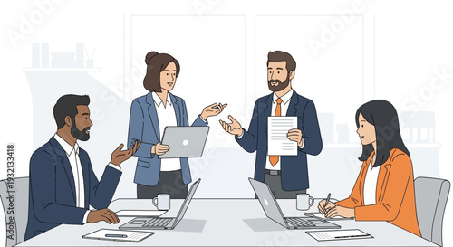 Business Professionals Discussing Project Around Table.