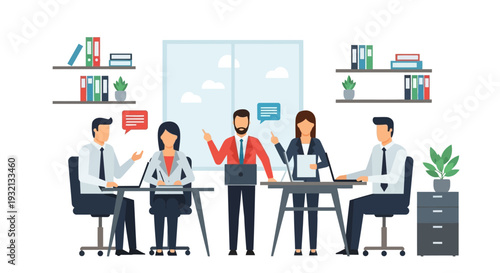 Business Professionals Working Together in Modern Office.