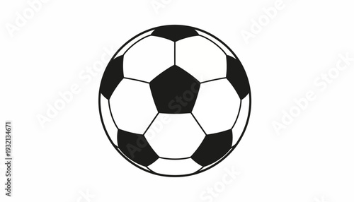 Black and white soccer ball illustration viewed from directly above showcasing sports equipment design