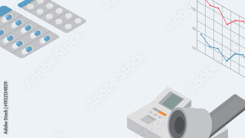 血圧計・血圧手帳・薬の背景・アイソメトリック