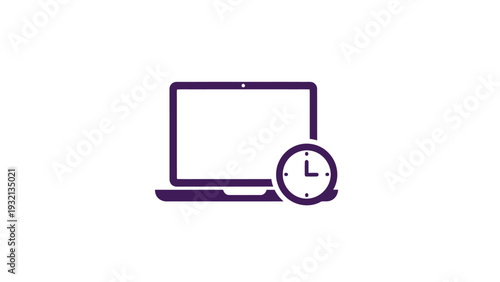 Laptop and clock on table desk.