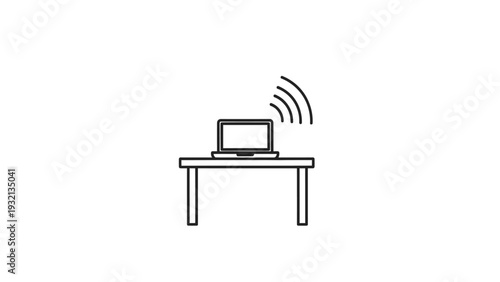 Laptop on a desk with signal.
