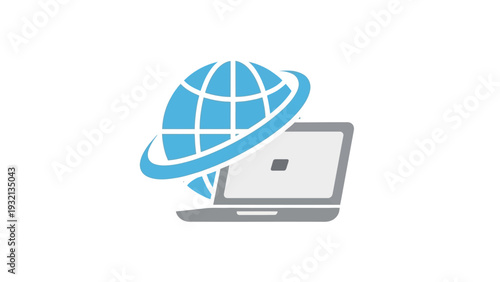 Laptop with globe on screen.