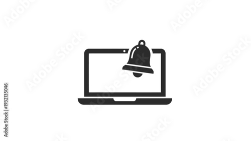 Laptop with notification bell icon.