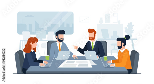 Business Team Meeting with Colleagues Discussing.